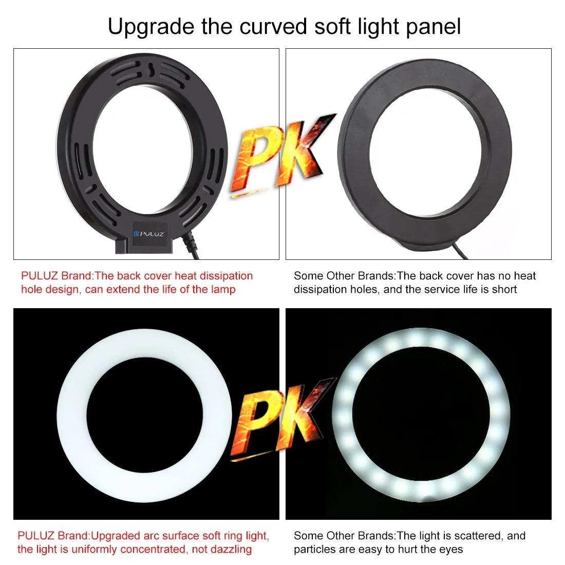 10 Mode Rgbw Led Ring Light with Tripod and Ball Head - 4.7 Inch Curved Surface