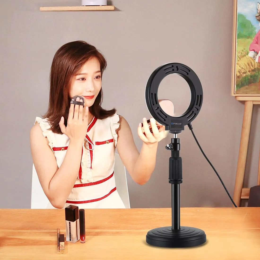 10 Mode Rgbw Led Ring Light with Tripod and Ball Head - 4.7 Inch Curved Surface