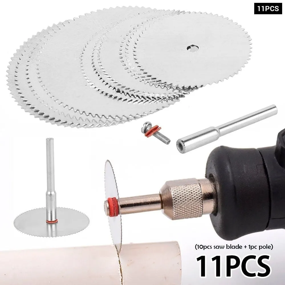 11pcs Set Mini Circular Saw Blade Stainless Steel Cutting Disc Wood Cutting Wheel for Rotary Tool Electric Tool