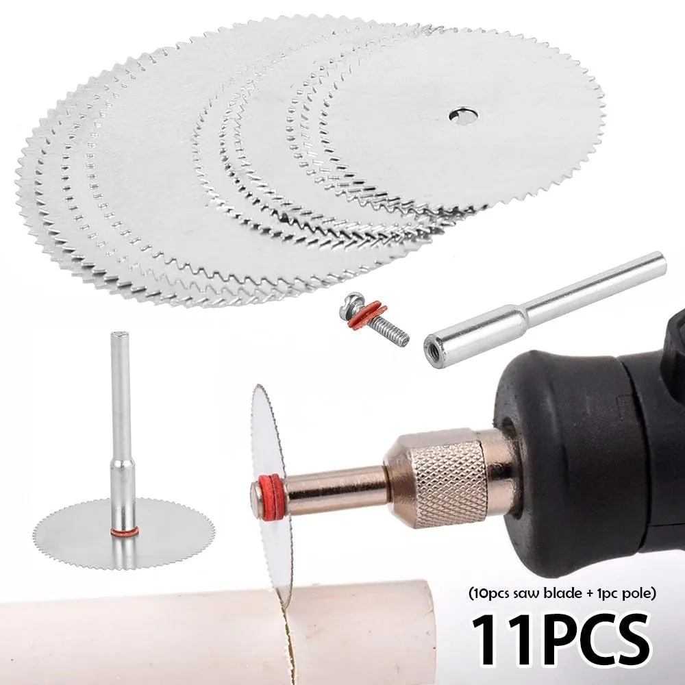 11pcs Set Mini Circular Saw Blade Stainless Steel Cutting Disc Wood Cutting Wheel for Rotary Tool Electric Tool