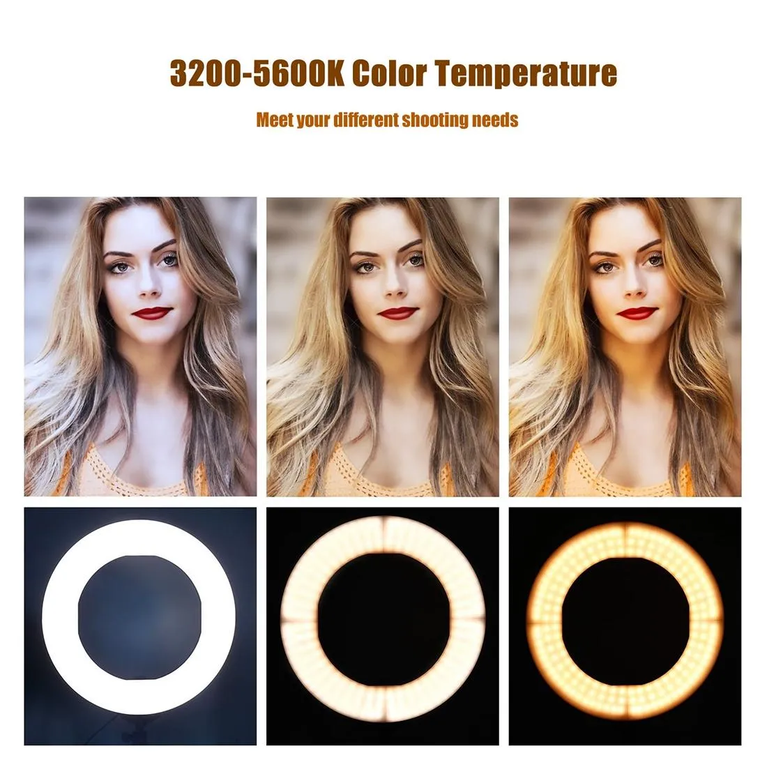 12 Two-colour Dimmable Ring Fill Light with Tripod - 28w 100-240v
