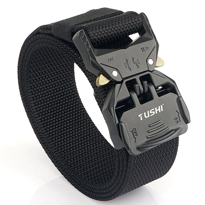 125cm TUSHI 3.8cm Thicken Nylon Tactical Belt Metal Quick Release Military Army Fan Leisure Camping Pants Canvas Fabric Belt