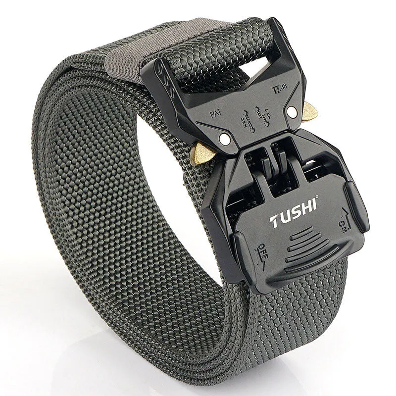 125cm TUSHI 3.8cm Thicken Nylon Tactical Belt Metal Quick Release Military Army Fan Leisure Camping Pants Canvas Fabric Belt