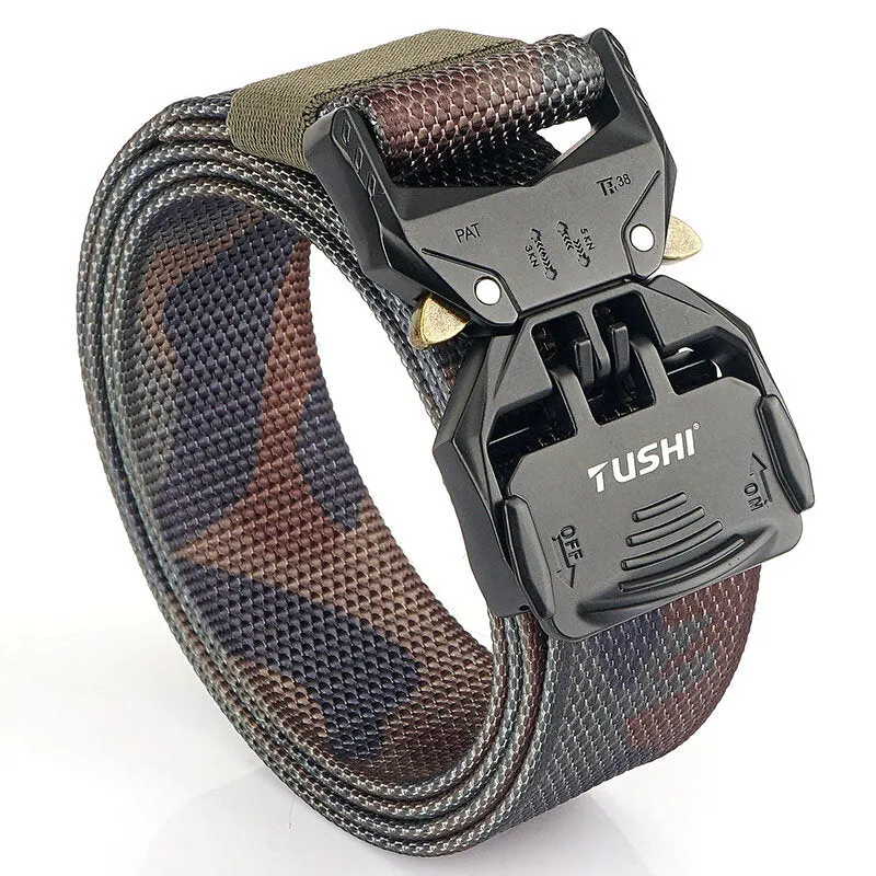 125cm TUSHI 3.8cm Thicken Nylon Tactical Belt Metal Quick Release Military Army Fan Leisure Camping Pants Canvas Fabric Belt