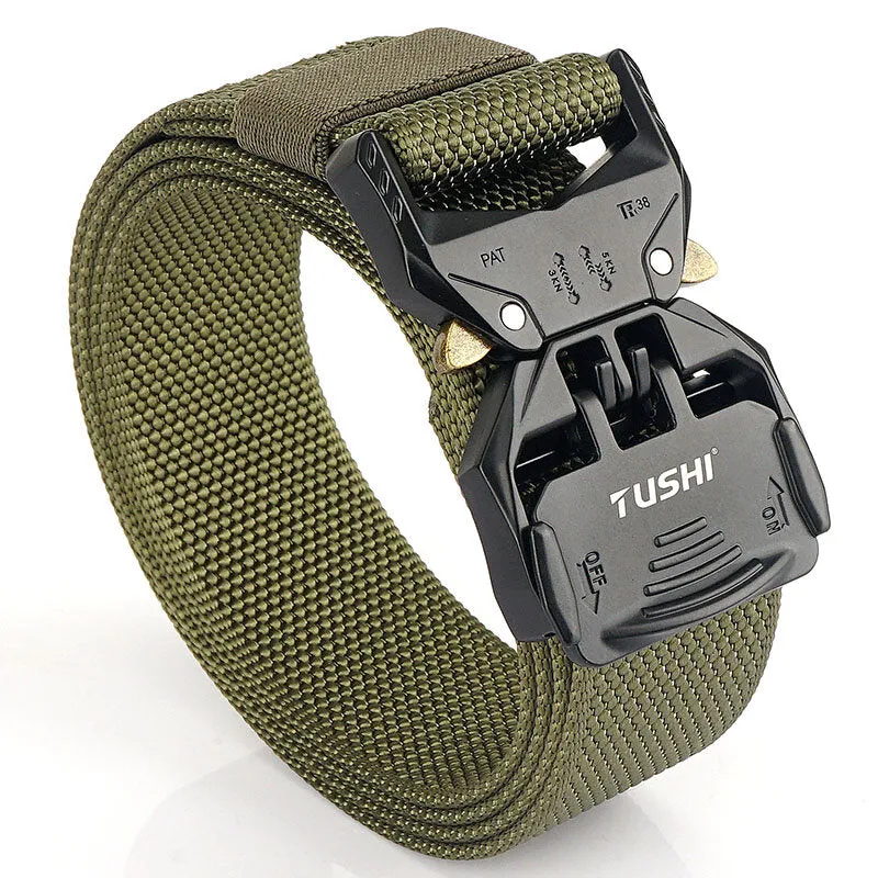 125cm TUSHI 3.8cm Thicken Nylon Tactical Belt Metal Quick Release Military Army Fan Leisure Camping Pants Canvas Fabric Belt