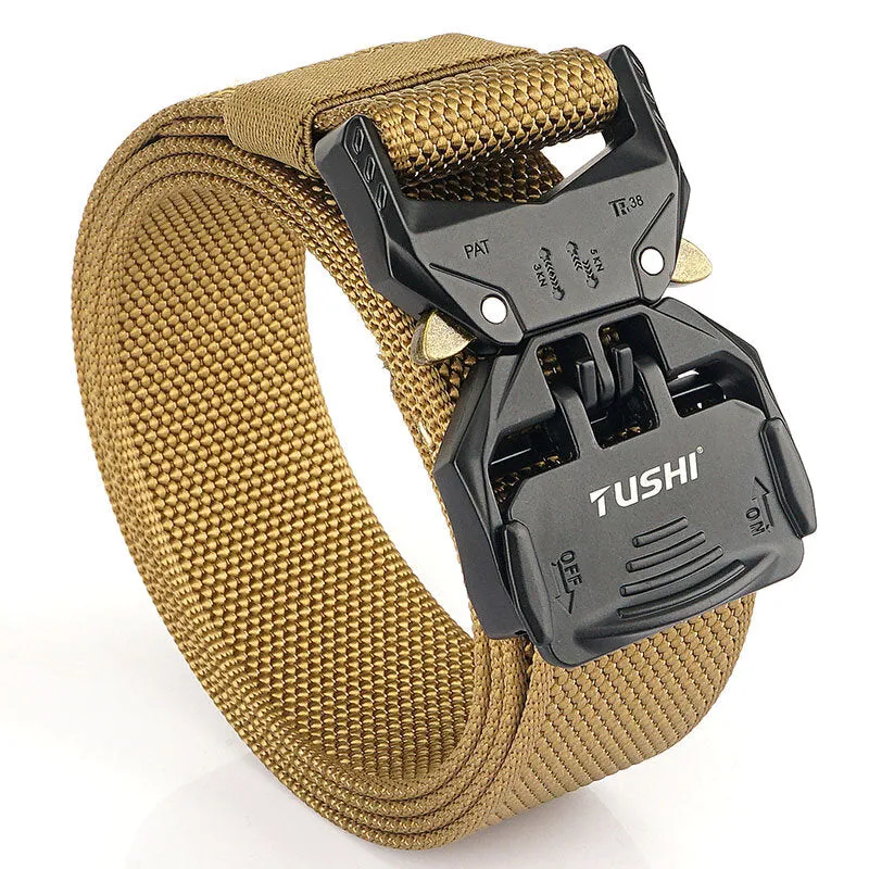 125cm TUSHI 3.8cm Thicken Nylon Tactical Belt Metal Quick Release Military Army Fan Leisure Camping Pants Canvas Fabric Belt