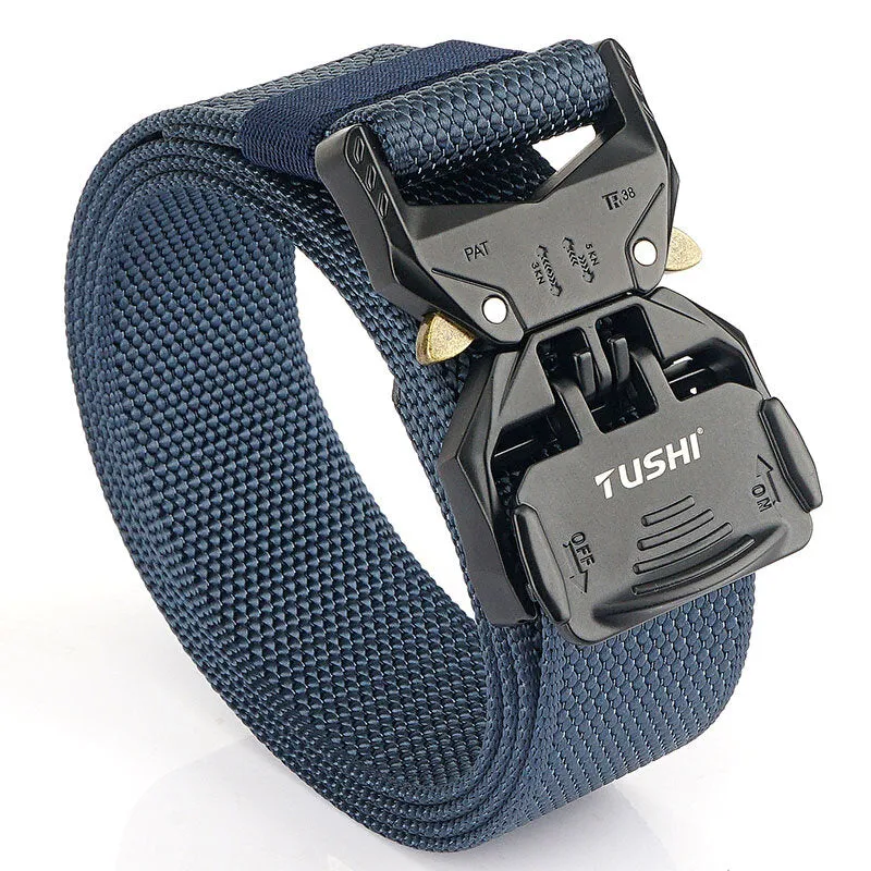 125cm TUSHI 3.8cm Thicken Nylon Tactical Belt Metal Quick Release Military Army Fan Leisure Camping Pants Canvas Fabric Belt