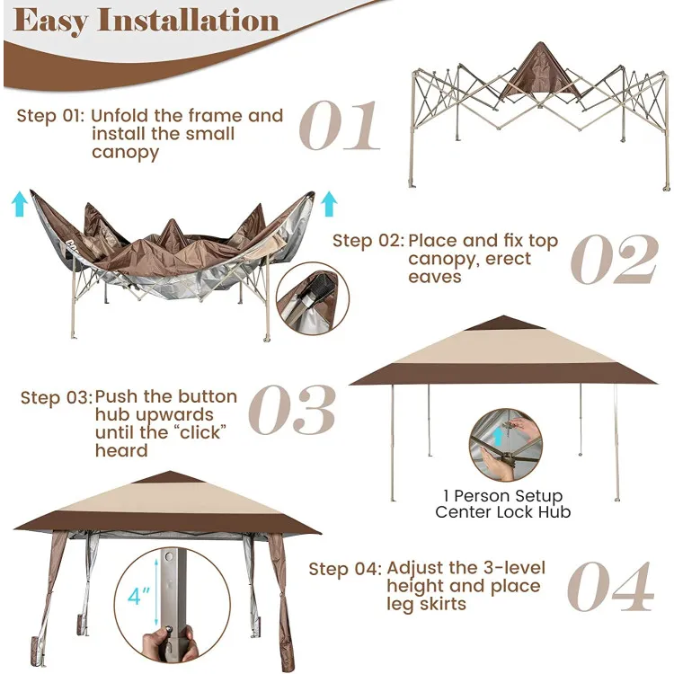 13 x 13 Feet Pop-Up Feet Patio Gazebo with Wheels