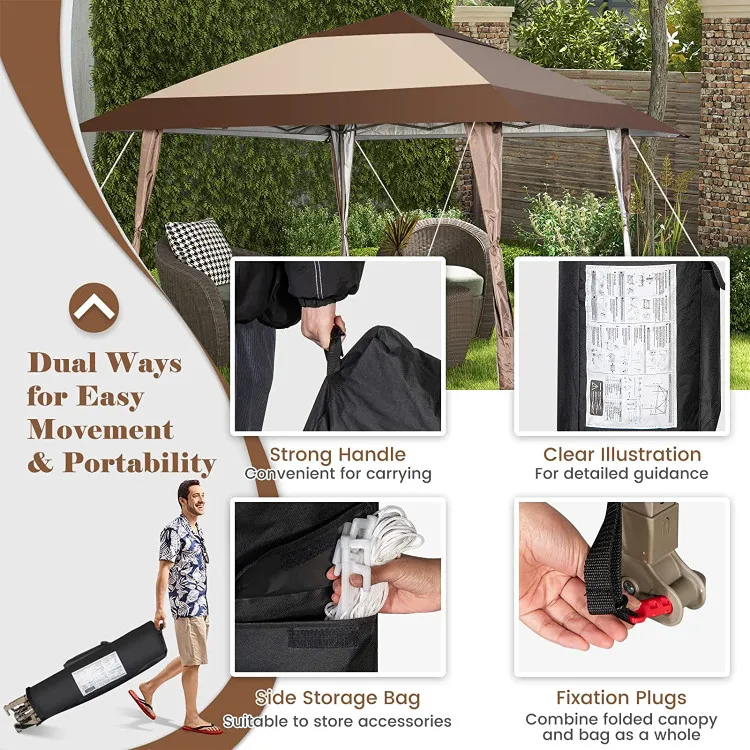 13 x 13 Feet Pop-Up Feet Patio Gazebo with Wheels