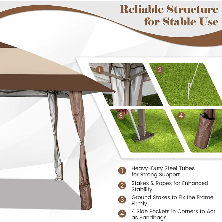 13 x 13 Feet Pop-Up Feet Patio Gazebo with Wheels