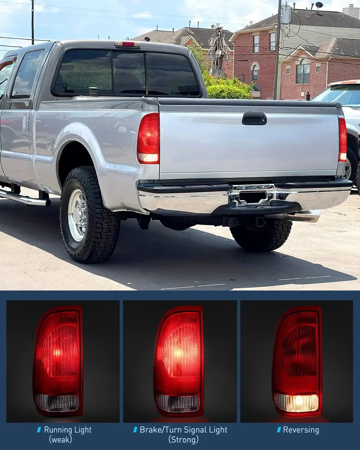 1997-2003 Ford F150 1997-1999 Light Duty 1999-2007 Ford Super Duty Tail light Assembly Red Housing Rear Lamp Replacement OE Style Driver Side