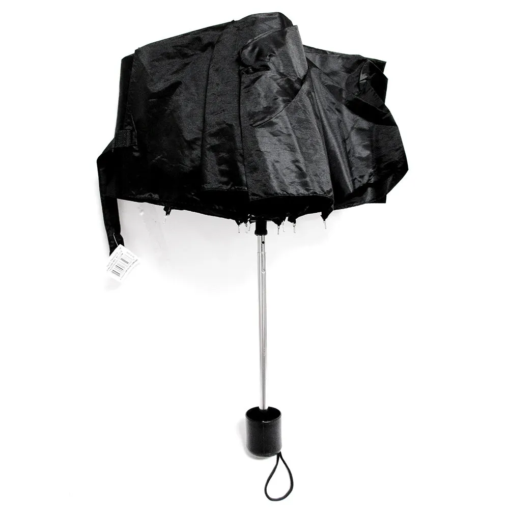 2 X Folding Umbrella Mini Portable Compact Emergency Weather Travel Black 36"