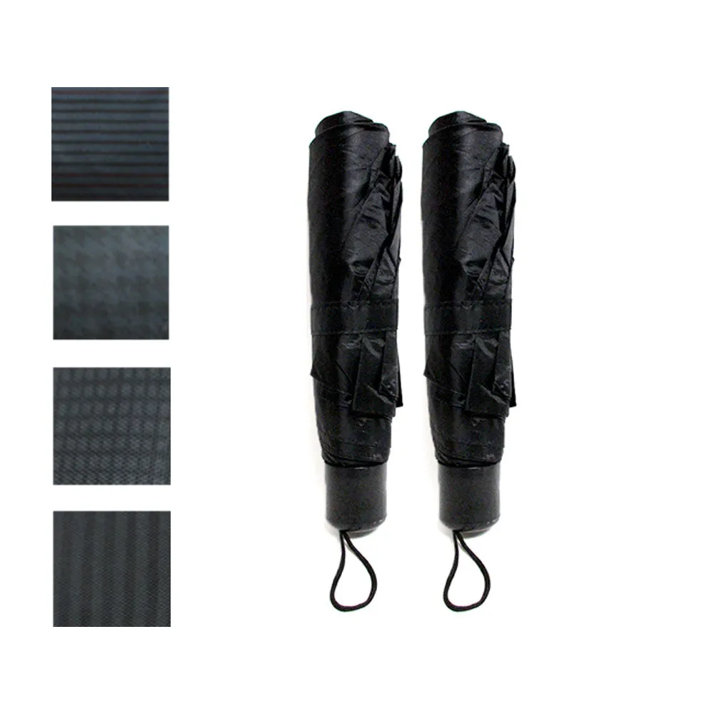 2 X Folding Umbrella Mini Portable Compact Emergency Weather Travel Black 36"