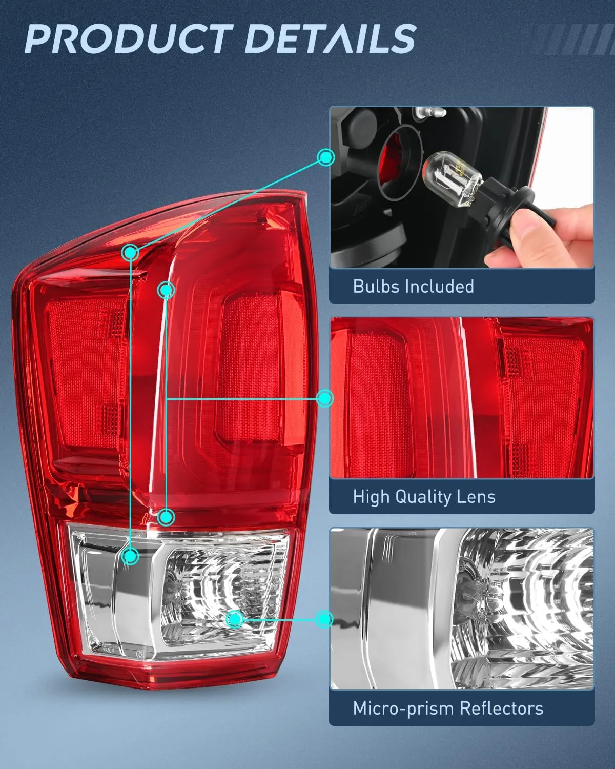 2016-2023 Toyota Tacoma Tail light Assembly Rear Lamp Replacement OE Style Driver Passenger Side