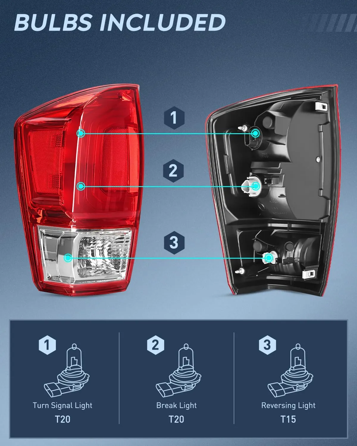 2016-2023 Toyota Tacoma Tail light Assembly Rear Lamp Replacement OE Style Driver Passenger Side
