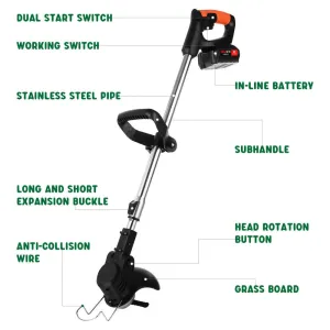 3-in-1 Cordless Grass Trimmer | Lawn Brush Cutter | Whipper Snipper with 1 Battery