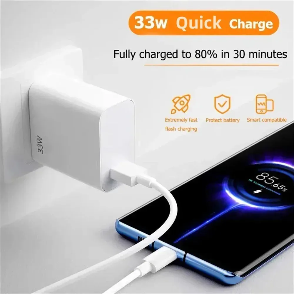 33W Fast Phone Charger for Xiaomi & iPhone