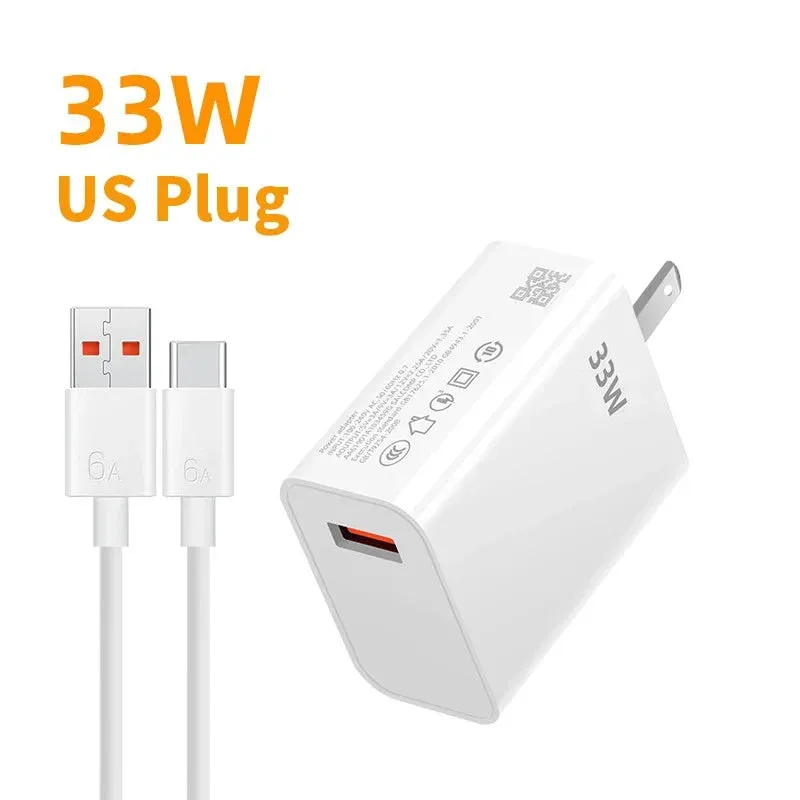 33W Fast Phone Charger for Xiaomi & iPhone