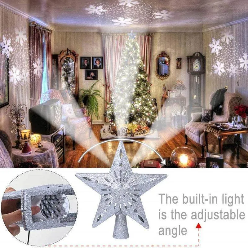 3D Hollow Gold Silver Star Christmas Tree Topper