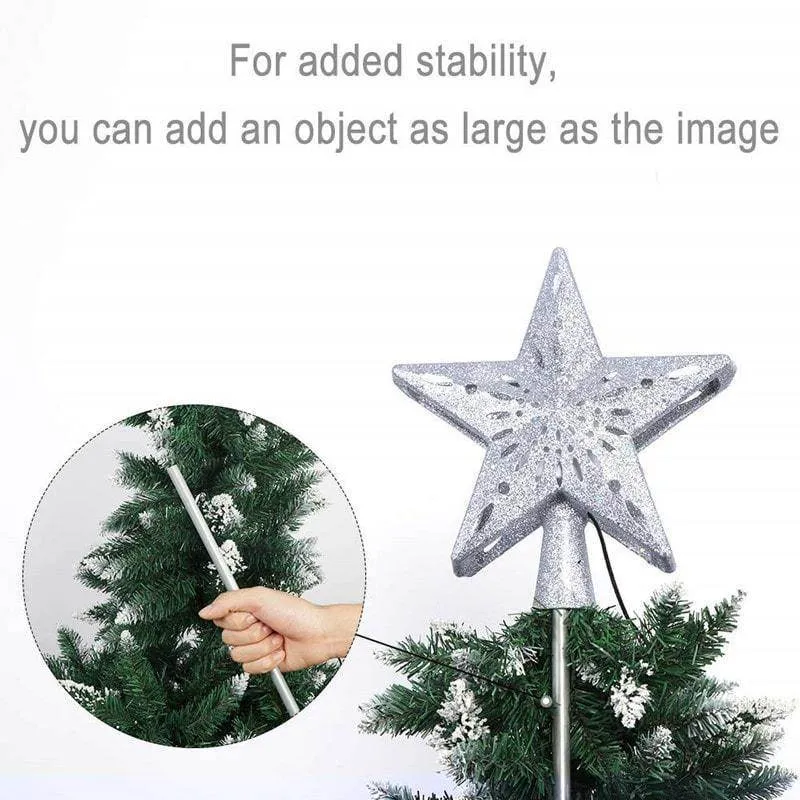 3D Hollow Gold Silver Star Christmas Tree Topper