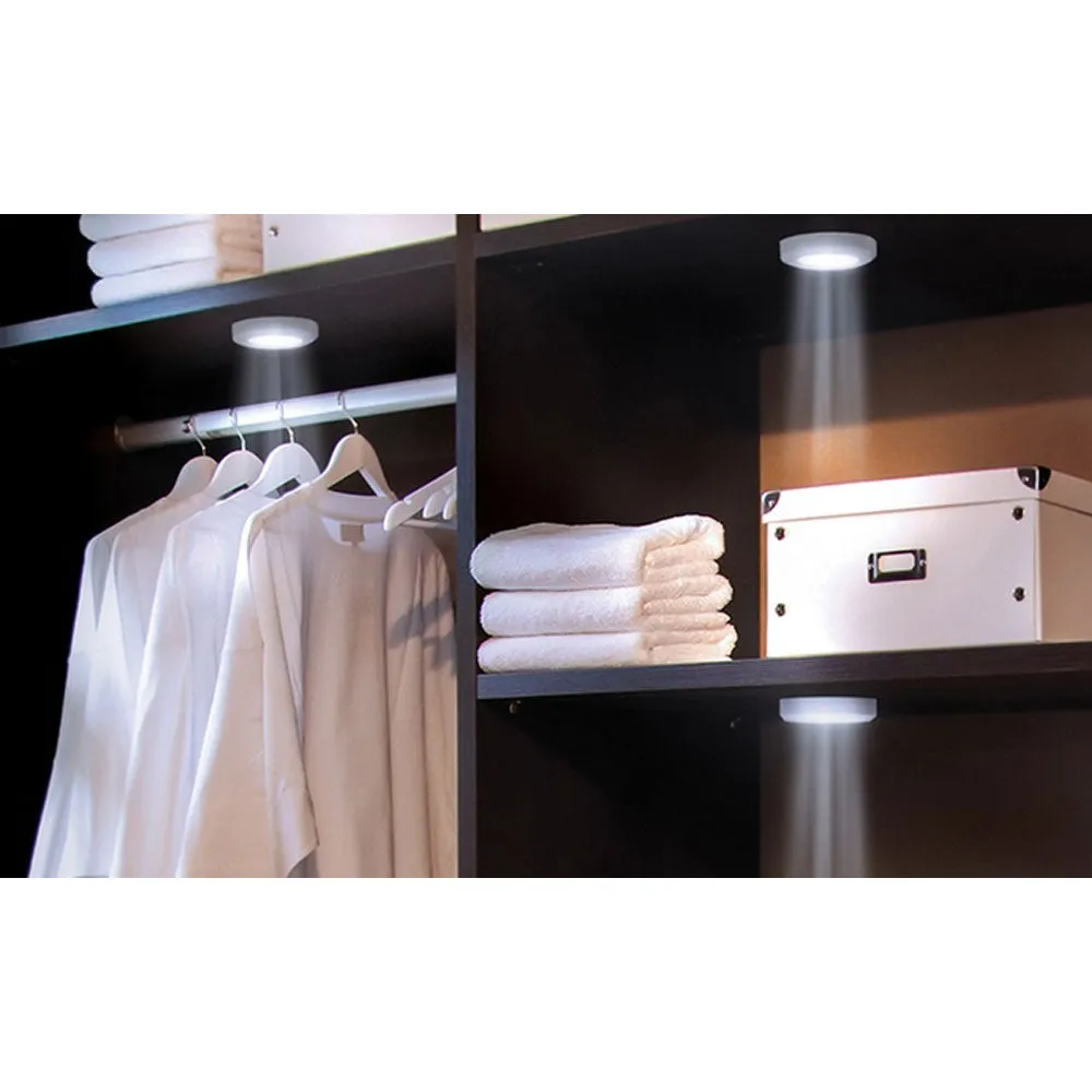 4 PCS Wireless LED Puck Lights Closet Under Cabinet Lighting with Remote Control
