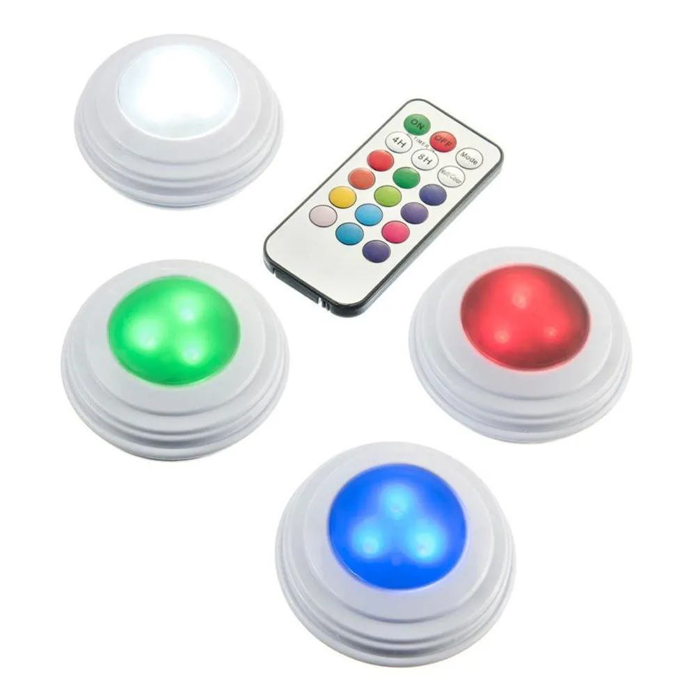 4 PCS Wireless LED Puck Lights Closet Under Cabinet Lighting with Remote Control