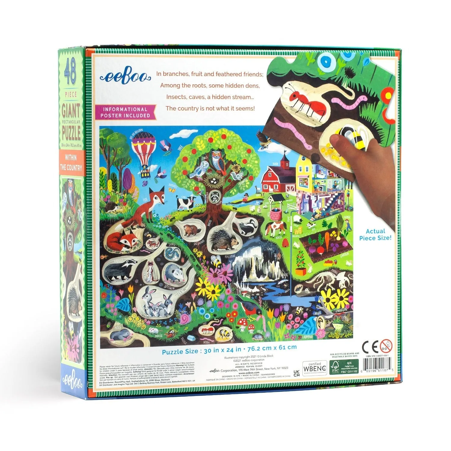 48 Piece Giant Puzzle - Within the Country by Eeboo