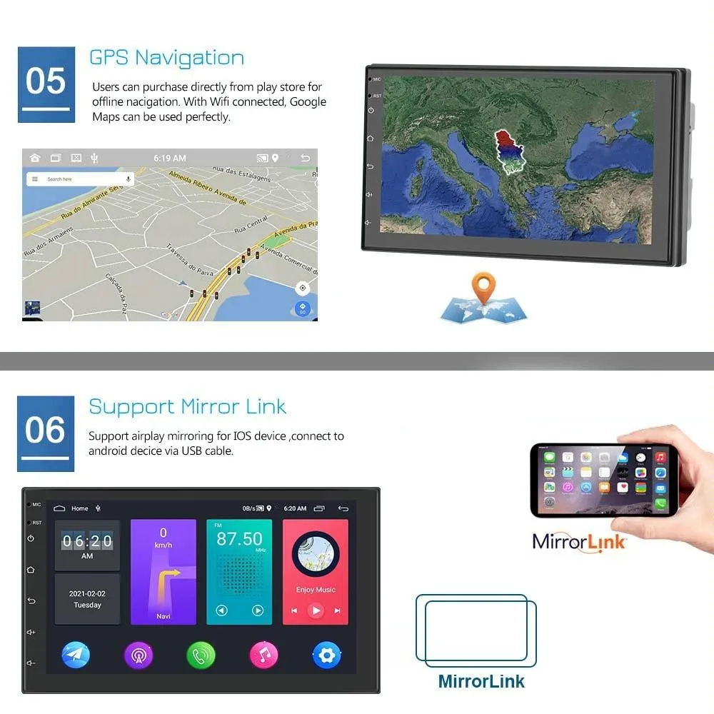 9 Inch Android Wifi Car Navigation Player 2   32G Reversing Video Standard   12Lights Camera