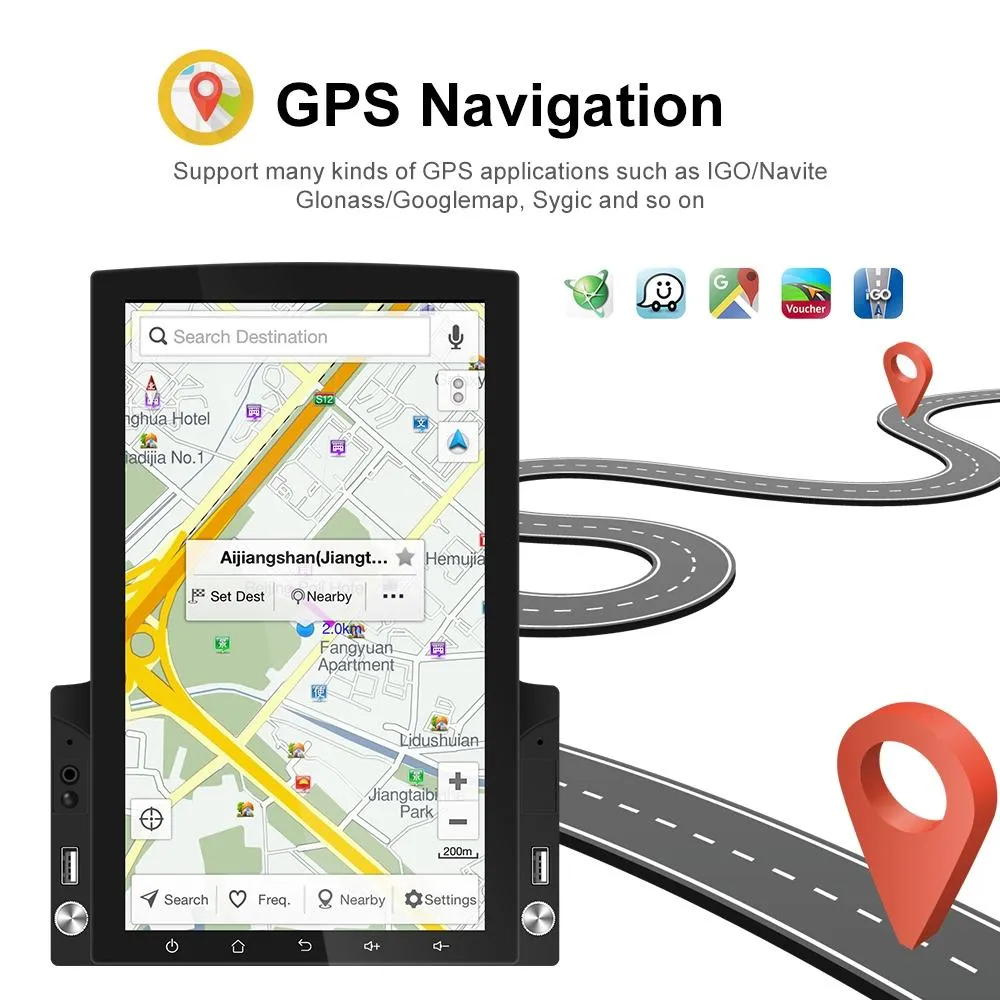 9.7 Inch Vertical Screen Android Car Mp5 Player With Hd 2.5D Glass - Navigation All-In-One