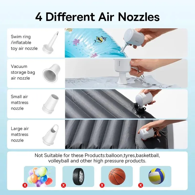 Baseus Mini Air Pump Portable Electric Inflator for Mattresses Beds and Swimming Rings