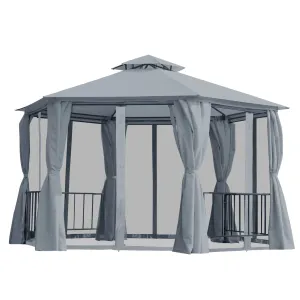 Berton 13 x 13 ft Hexagonal Gazebo Canopy Shelter - Gray