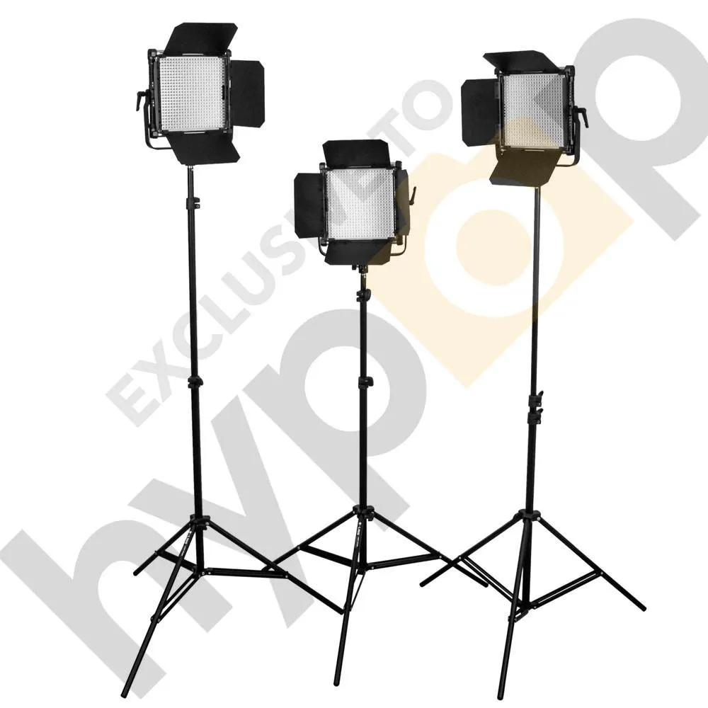 Boling 3x 2220P LED Video & Photography Continuous Portable Lighting Kit (11,400 Lumens at 1M) - Bundle