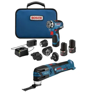 BOSCH GXL12V-270B22 12V Max 2-Tool Combo Kit with Chameleon Drill/Driver Featuring 5-In-1 Flexiclick System and Starlock Oscillating Multi-Tool