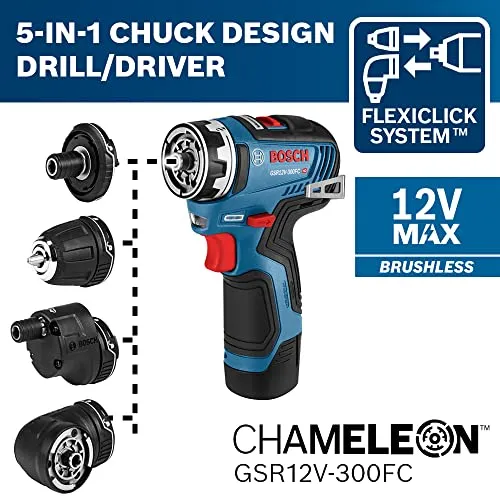 BOSCH GXL12V-270B22 12V Max 2-Tool Combo Kit with Chameleon Drill/Driver Featuring 5-In-1 Flexiclick System and Starlock Oscillating Multi-Tool