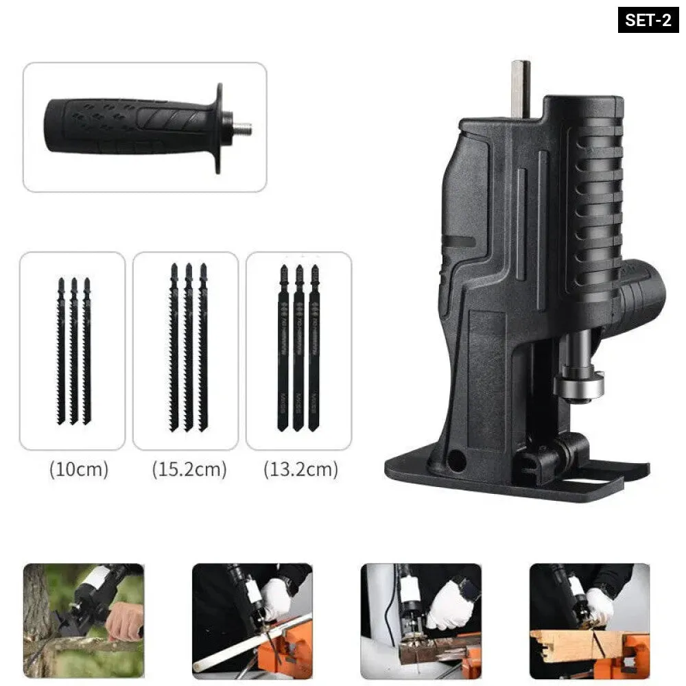 Electric Saw Adapter with 3 Blades for Wood Metal Cutting