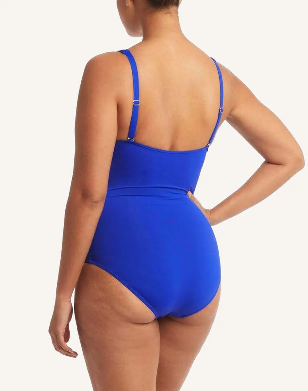 Essentials Cobalt Cross Front Multifit One Piece Swimsuit