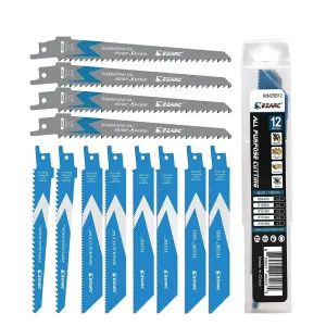 Ezarc 150mm 12 Piece Bimetal Reciprocating Saw Blades Set for Metal Wood Pallet Cutting