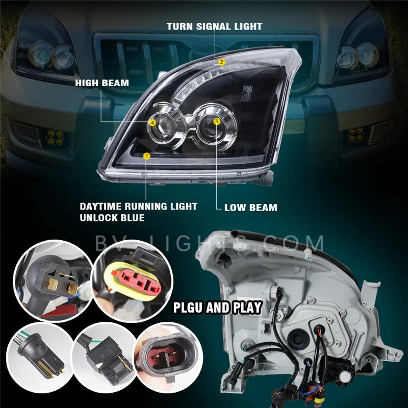 For Toyota Land Cruiser / Prado FJ120 2003-2009 upgrade HID headlight Modified  headlight