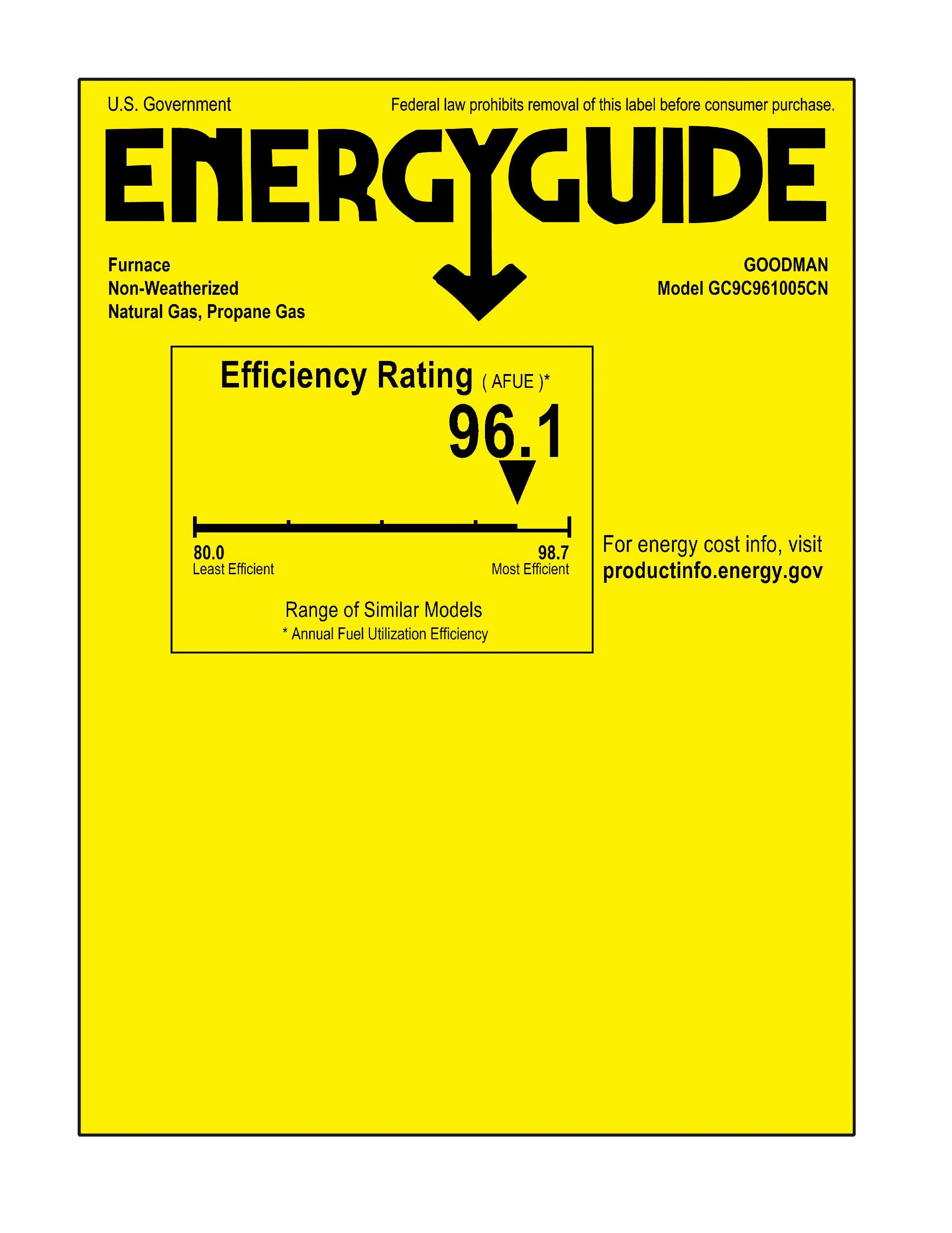 Goodman 96% AFUE 100,000 BTU 2-Stage Low NOx Gas Furnace - Downflow/Horizontal