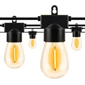 MOFFE 100FT（50FT*2 LED Outdoor String Lights, Waterproof Connectable Dimmable LED Hanging Lights for Patio, Porch, Deck, Bistro, Cafe, Balcony, Backyard Porch Garden,Party Decor, 2200K Warm