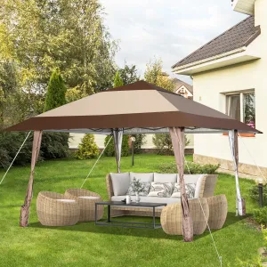 NNECW 390 x 390 cm UPF 50  Patio Pop-Up Gazebo with Wheels & Leg Skirts & Portable Bag
