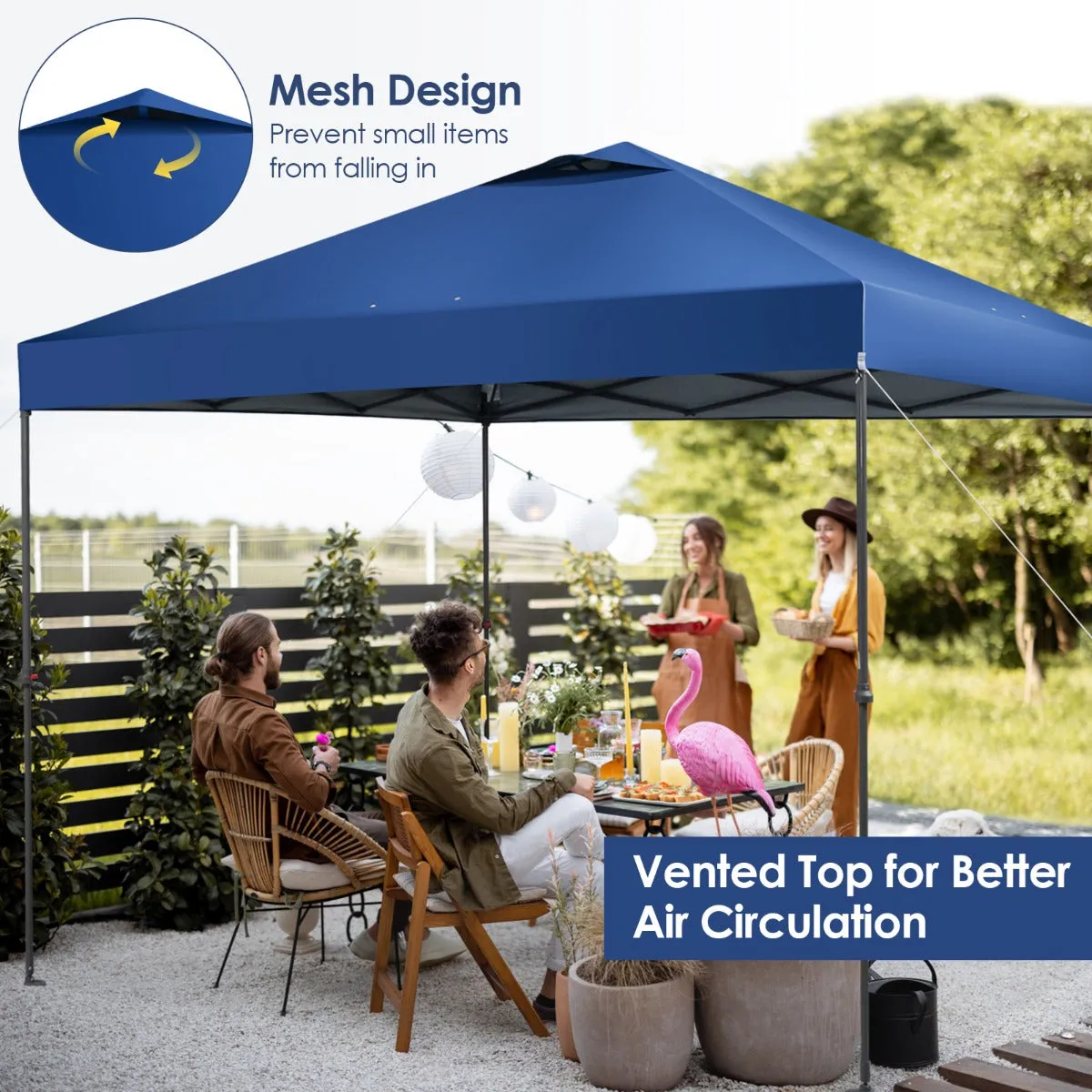 NNECW 3m x 3m Height-Adjustable &amp Tiltable Pop-up Canopy with Carry Bag-Blue