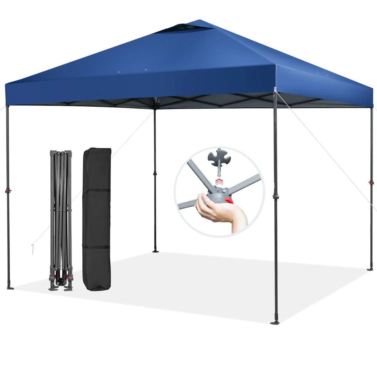NNECW 3m x 3m Height-Adjustable &amp Tiltable Pop-up Canopy with Carry Bag-Blue