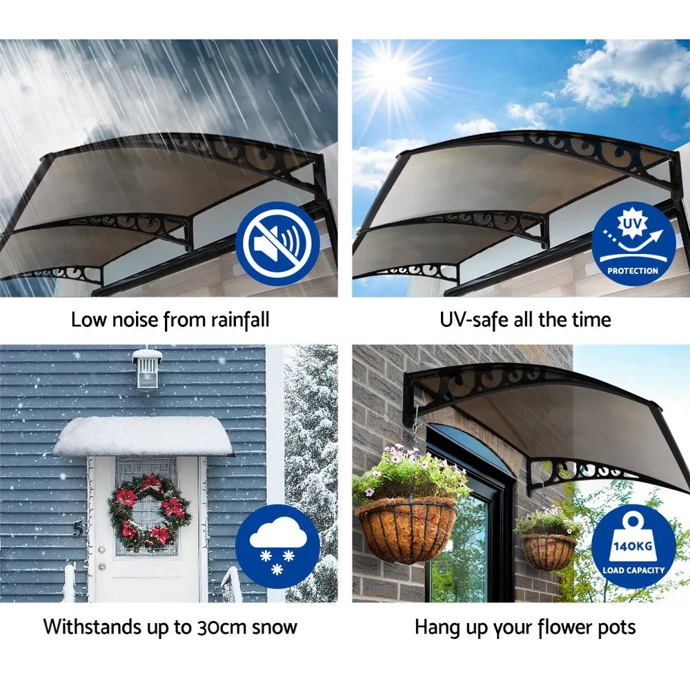 Outdoor DIY Door Window Awning French Style Cafe Canopy Sun Shield Rain Cover Brown 1 x 2m