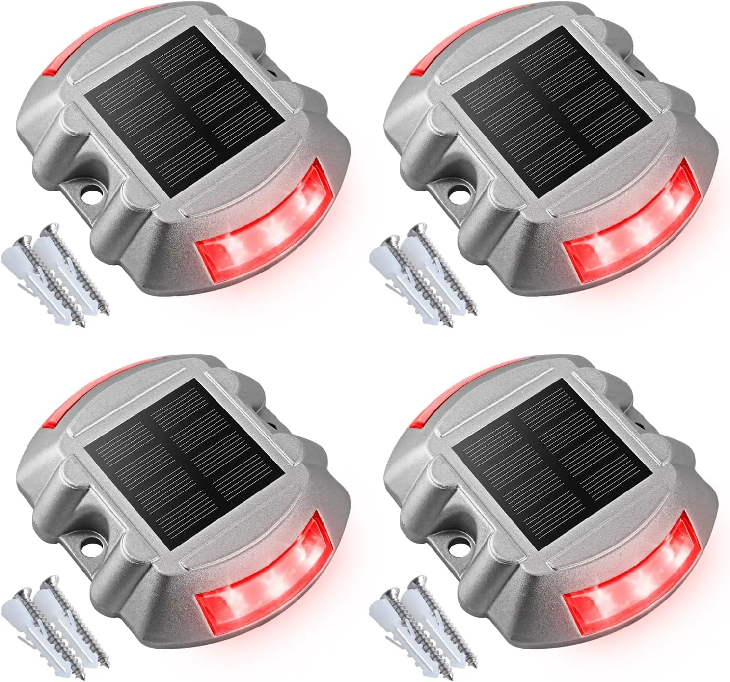 Solar Deck Lights Driveway Dock Lights, 12-Pack Led IP67 Waterproof Outdoor Warning Step Lights for Driveway Sidewalk Garden Pathway Yard(White)