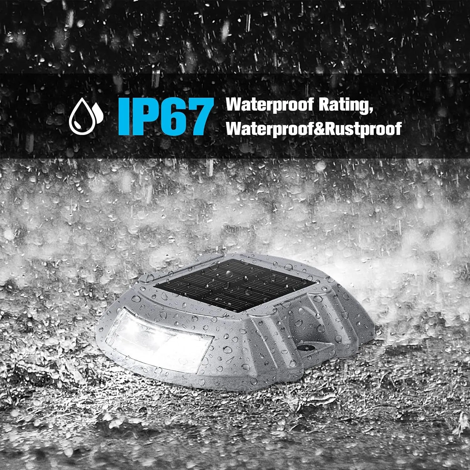 Solar Deck Lights Driveway Dock Lights, 12-Pack Led IP67 Waterproof Outdoor Warning Step Lights for Driveway Sidewalk Garden Pathway Yard(White)