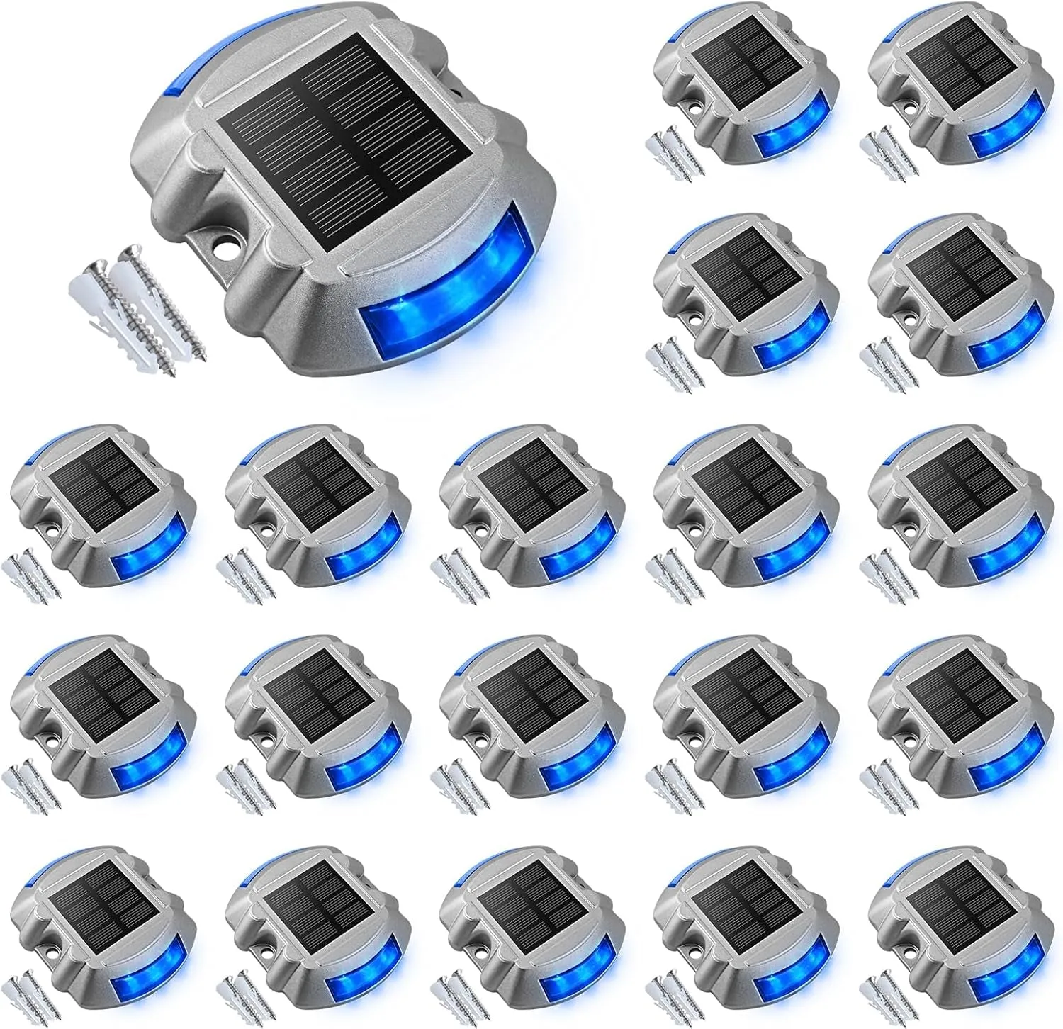 Solar Deck Lights Driveway Dock Lights, 12-Pack Led IP67 Waterproof Outdoor Warning Step Lights for Driveway Sidewalk Garden Pathway Yard(White)