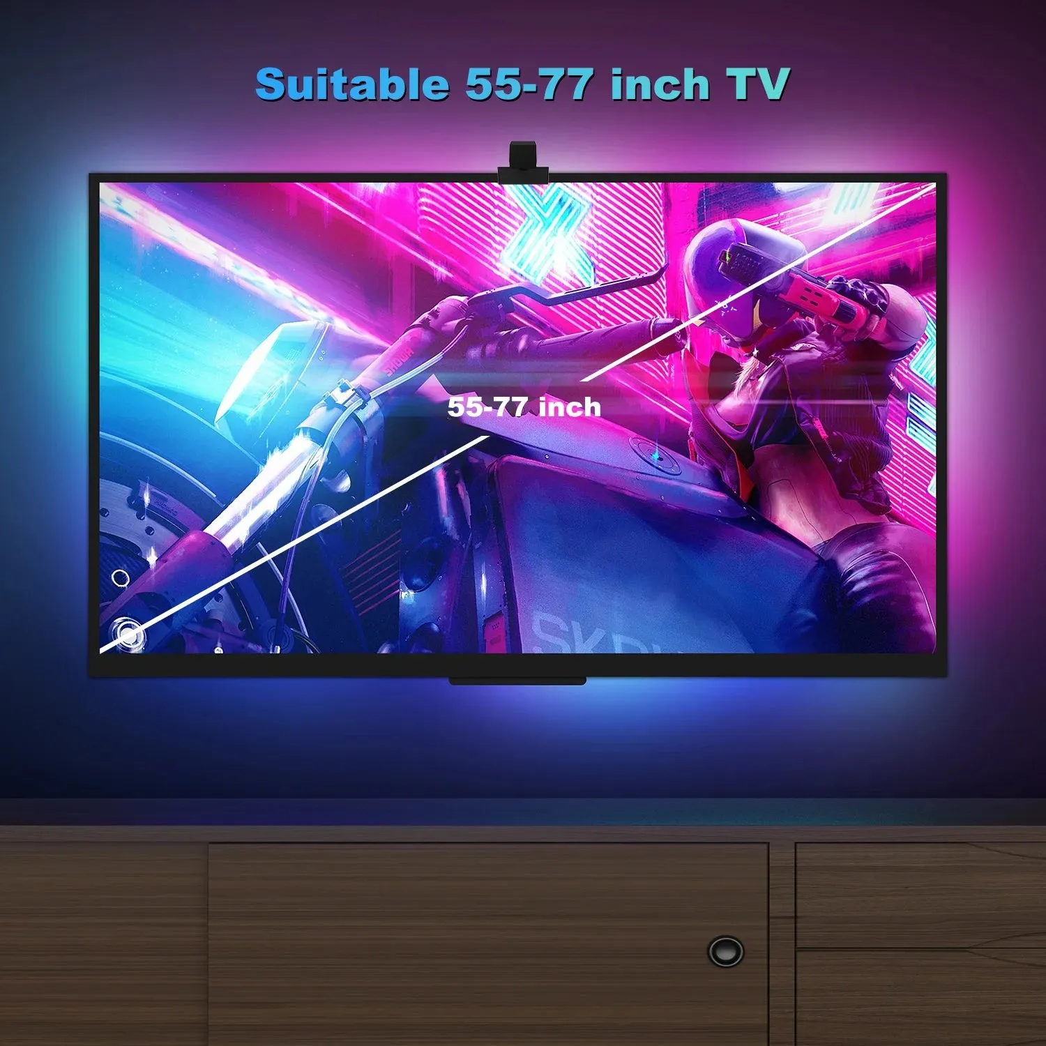 TOPVISION TV LED Backlights with Camera, RGBIC TV LED Lights for 55-77 inch TVs PC,  16.4ft Led Strip Lights with Smart App Control, Scene Mode, TV Light for Gaming & Movies